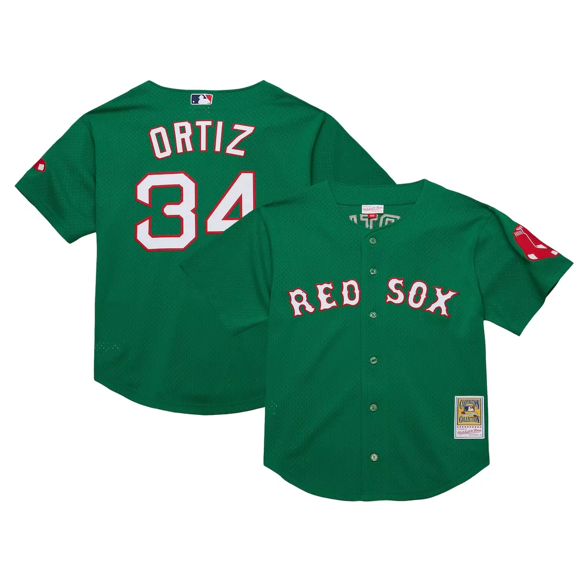 David Ortiz 34 Red Sox Jersey Green Men White Cooperstown Collection