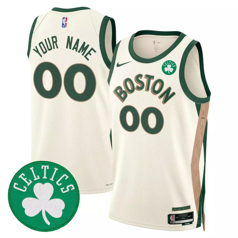 Custom Boston Celtics Jersey Cream City Connect 2023 Men Green Brown Swingman All
