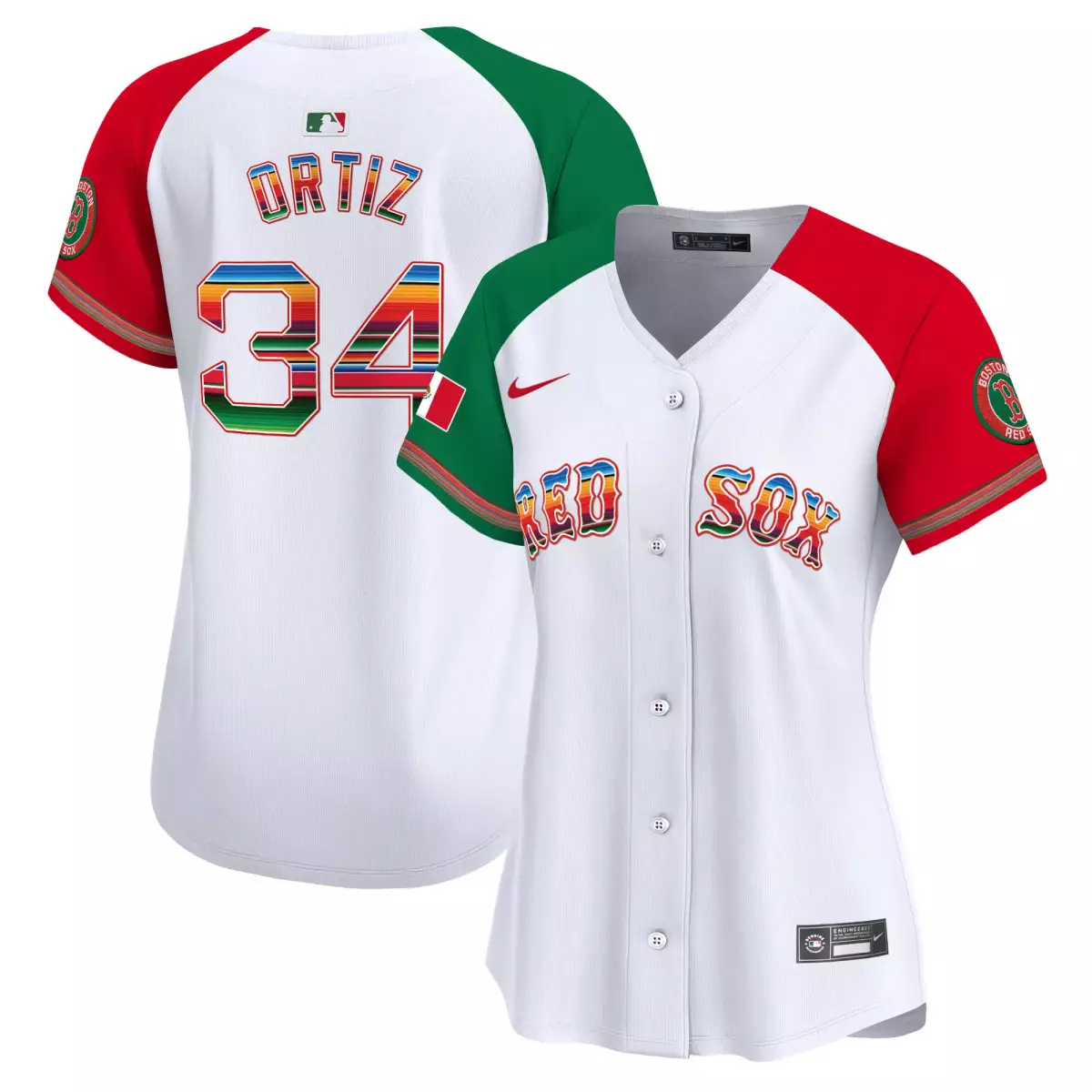 Ortiz Mexico 34 Boston Red Sox Jersey White City Connect Flag 2023 Women Split Custom Design