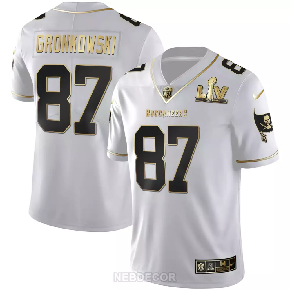Rob Gronkowski 87 Buccaneers Jersey White Super Bowl Lv Liv Men Alternate Black Gold