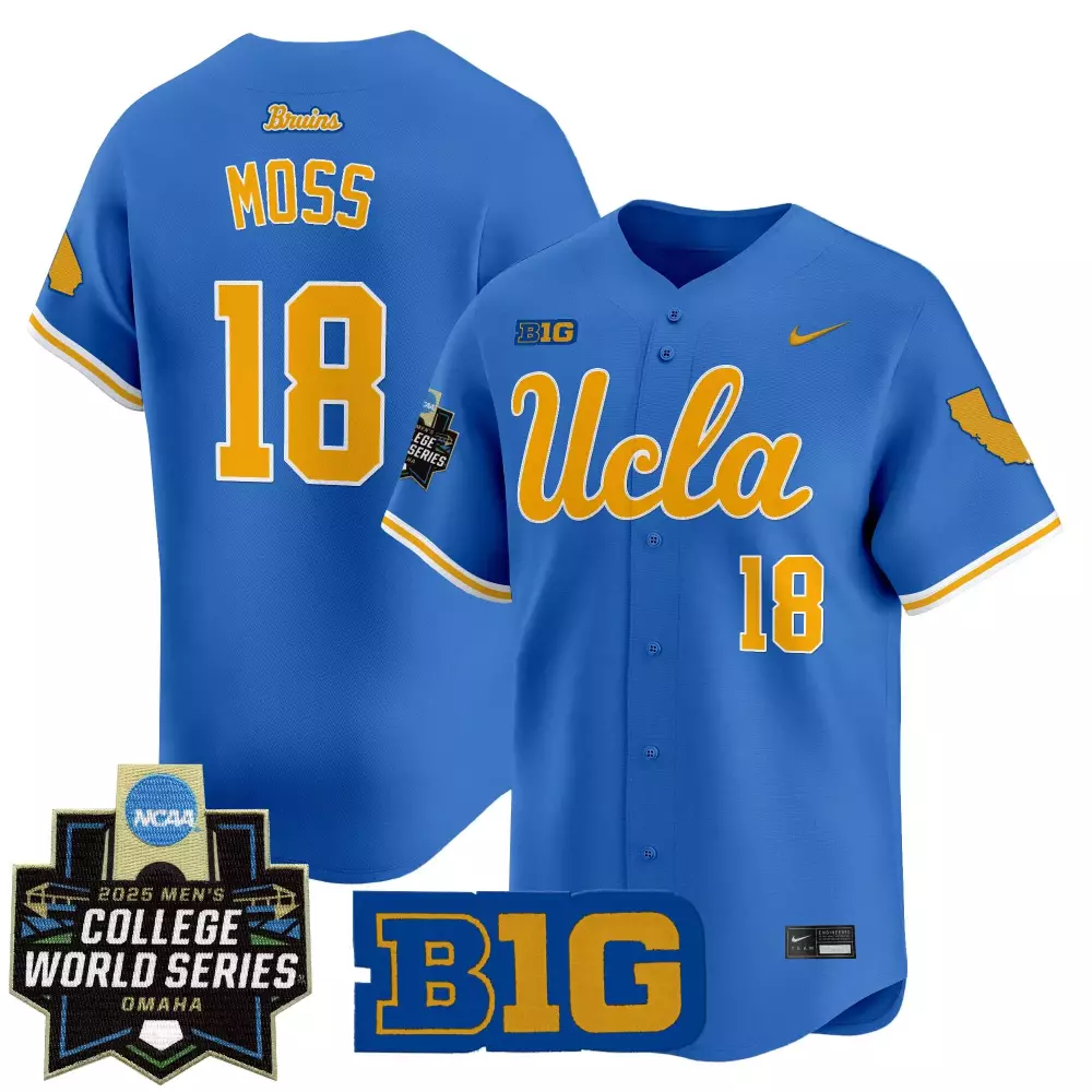 Moss College 18 Ucla Jersey Blue World Series 2025 Men Yellow White Vapor Stitched