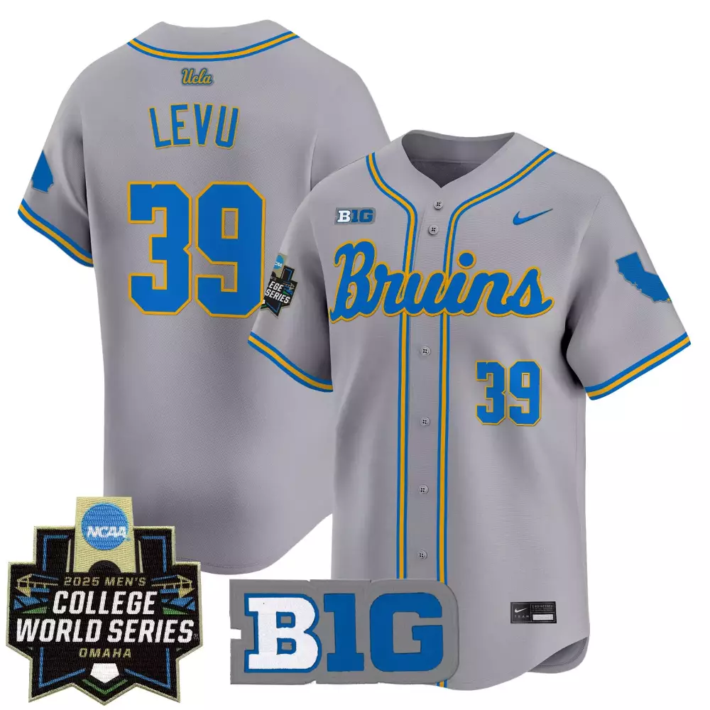 Levu College 39 Ucla Bruins Jersey Gray World Series 2025 Men Blue Yellow Vapor Stitched