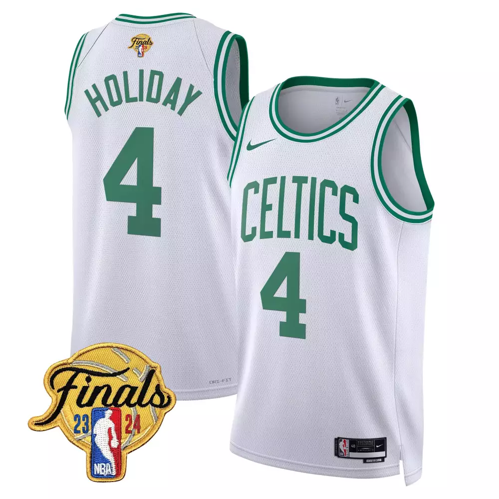 Jrue Holiday 4 Celtics Jersey White 2023-24 Finals Men Standard Green Swingman v2
