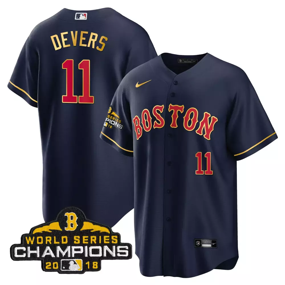 Rafael Devers 11 Boston Red Sox Jersey Navy Blue World Series Champions 2018 Men