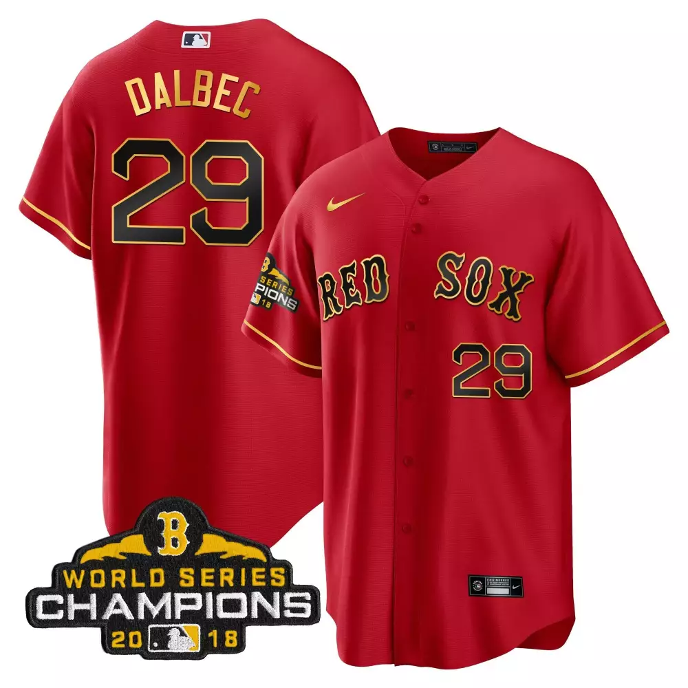 Bobby Dalbec 29 Red Sox Jersey World Series Champions 2018 Men Gold Black Cool All