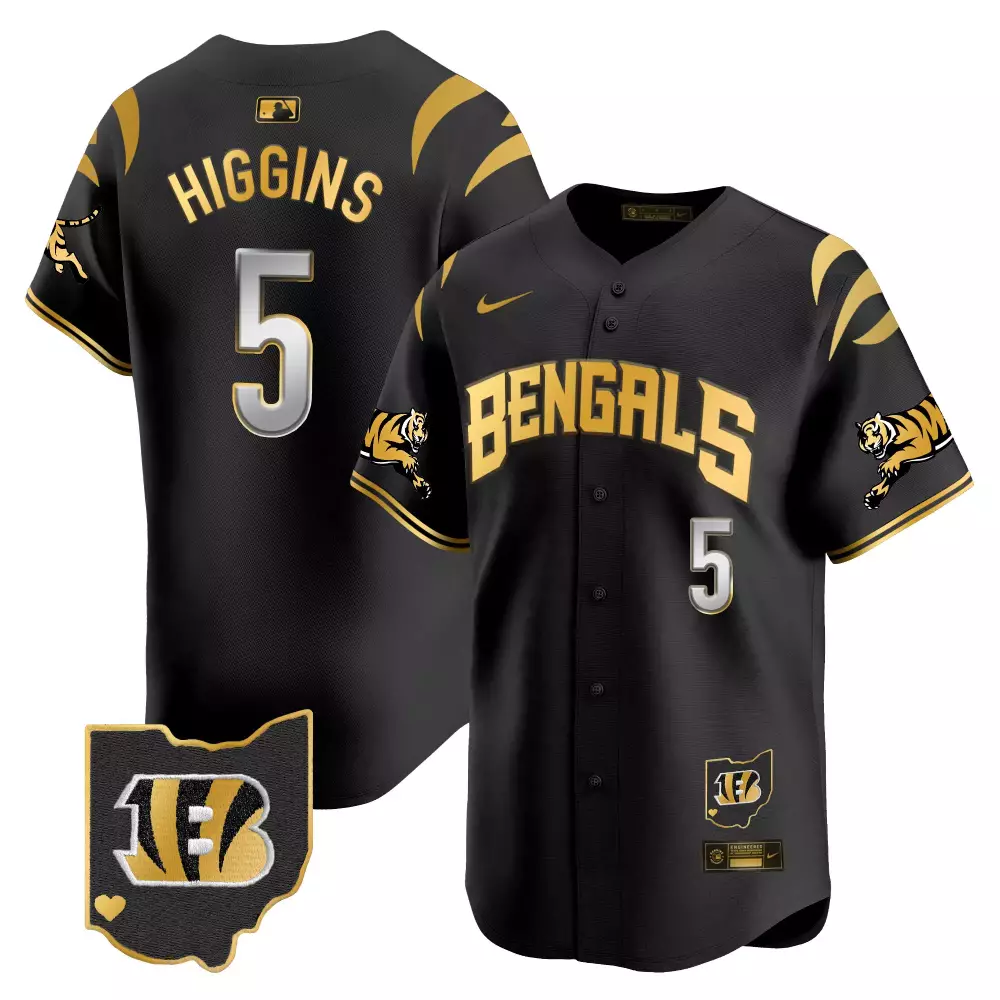 Tee Higgins 5 Bengals Jersey Black City Connect Ohio Men Gold Vapor Premier Limited