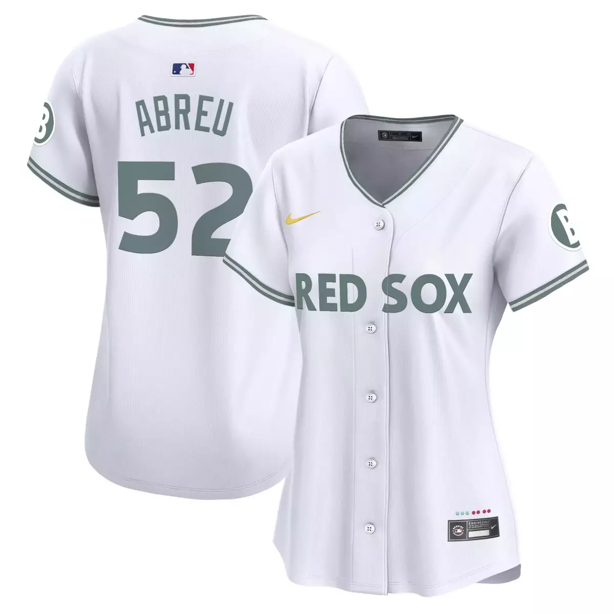 Wilyer Abreu 52 Red Sox Jersey White Women Button-up Gray Vapor Premier Limited All