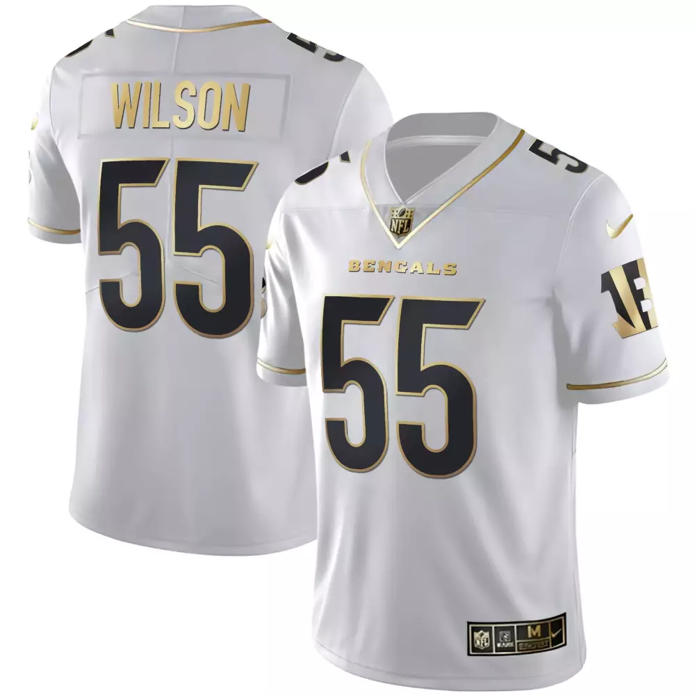 Logan Wilson 55 Bengals Jersey White Men Alternate Black Gold All Stitched