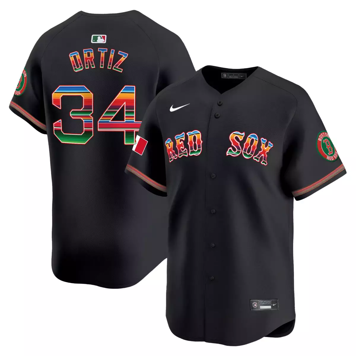 Ortiz Mexico 34 Boston Red Sox Jersey Black City Connect 2023 Men Appliqué Green