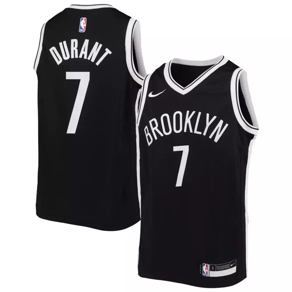 Kevin Durant 7 Brooklyn Nets Jersey Black Men White Swingman Icon