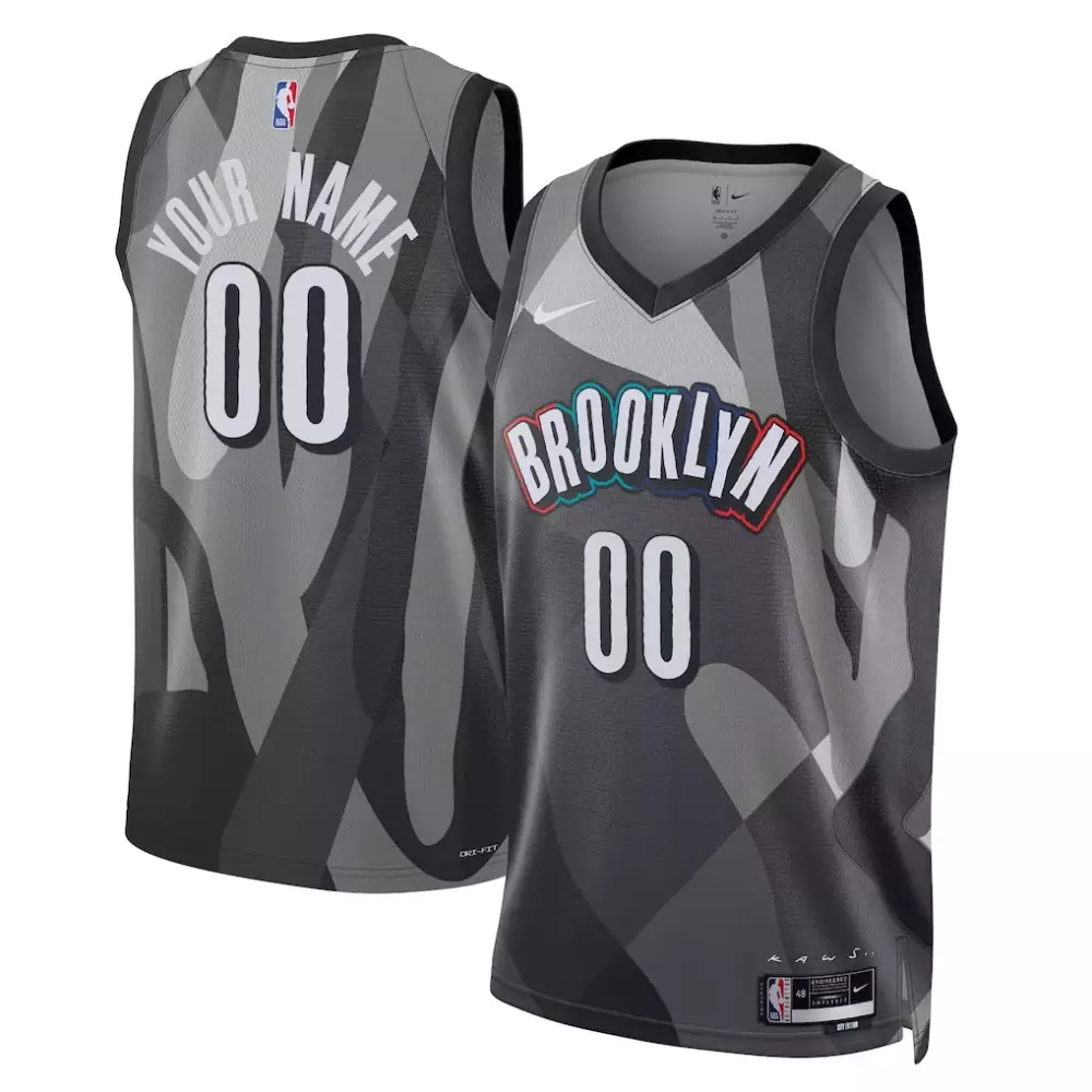 Custom Brooklyn Nets Jersey Gray Kaws Men Design Black White Unisex Swingman