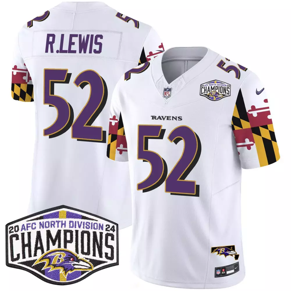 Ray Lewis 52 Ravens Jersey White 2020 Men NFL Purple Black Vapor Limited All
