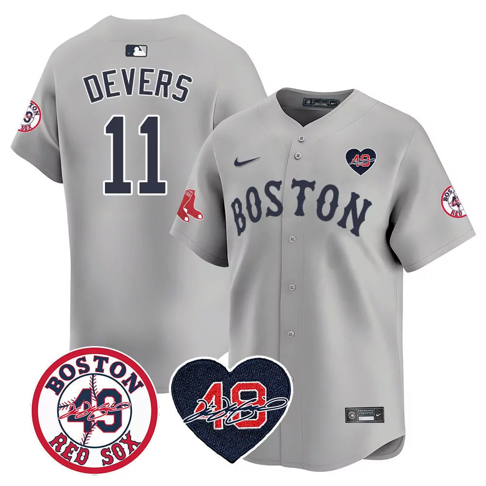 Rafael Devers 11 Boston Red Sox Jersey Gray Jackie Robinson Day Number 48 Heart 2023
