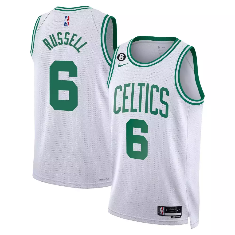 Bill Russell 6 Celtics Jersey White Men Green Collection All Stitched
