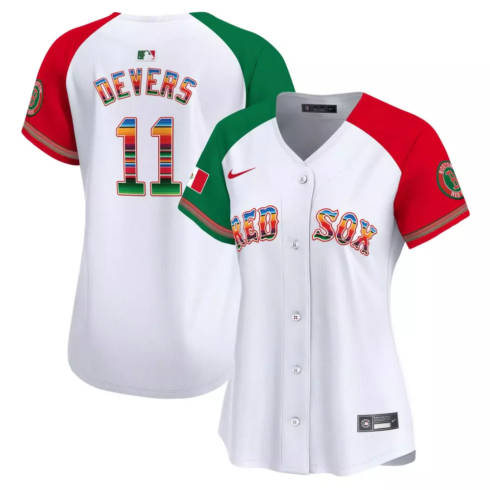 Rafael Devers 11 Boston Red Sox Jersey White Mexico City Series Flag 2023 Men Split Design