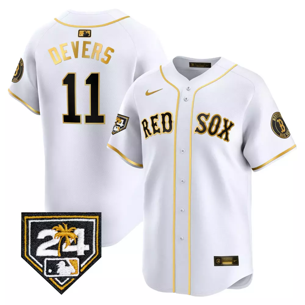 Rafael Devers 11 Red Sox Jersey White Boston Men Black Gold Vapor Premier Limited