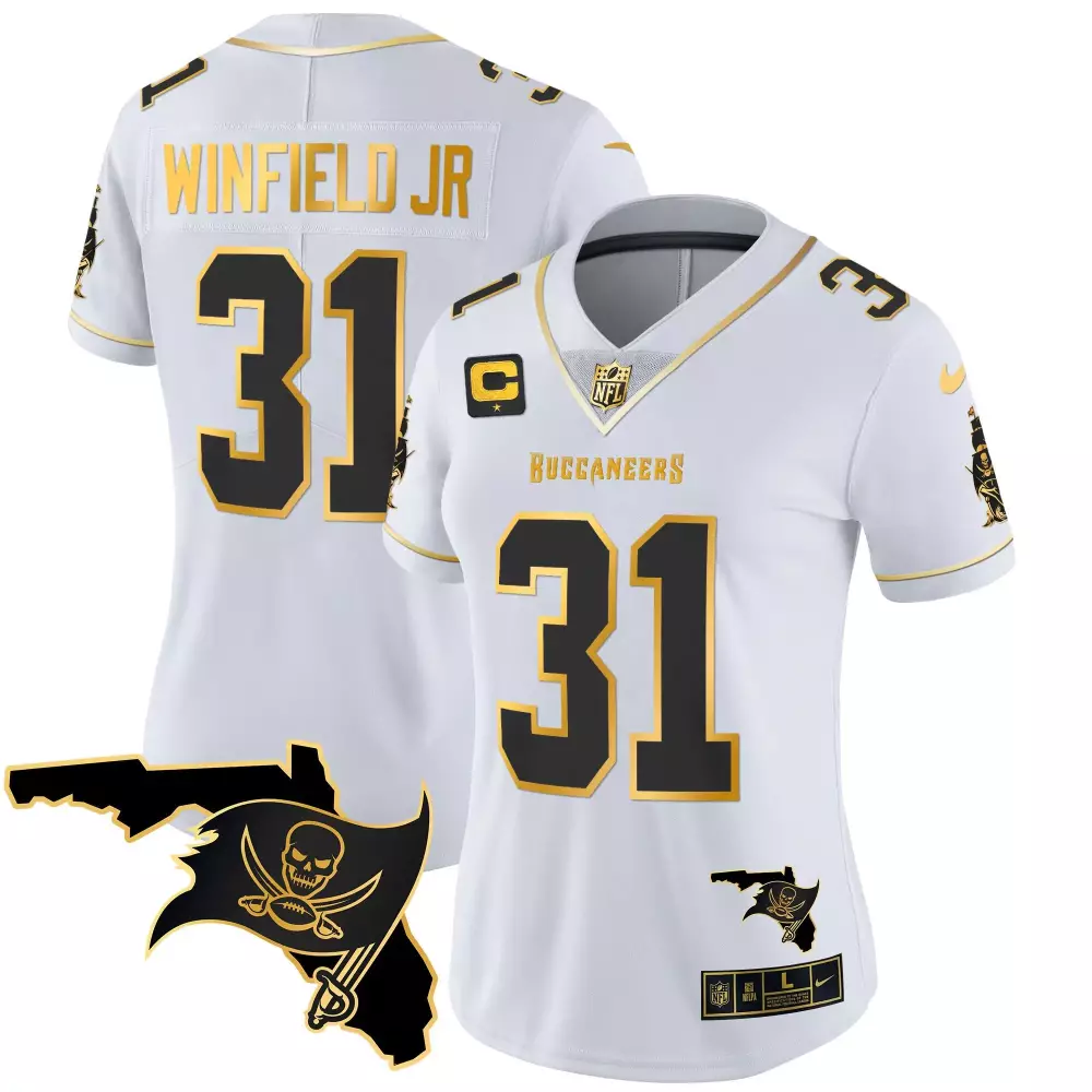 Antoine Winfield Jr. 31 Jersey White Buccaneers Men Alternate Black Gold Vapor All