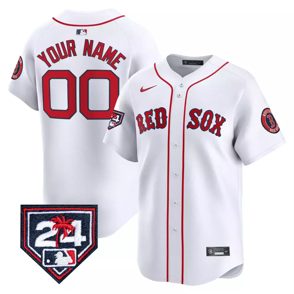 Custom Boston Red Sox Jersey White Palm Tree Number 24 Men Vapor Premier Limited