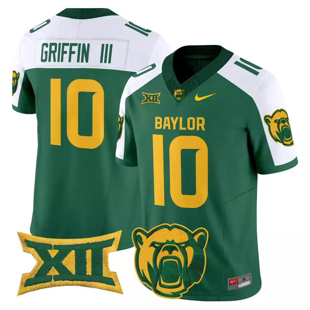 Walker Iii 10 Baylor Jersey Green Big Bear Men White Gold All Stitched