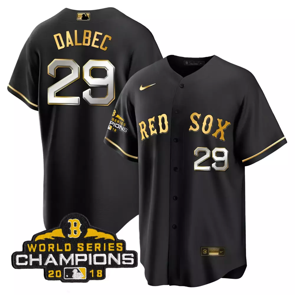 Bobby Dalbec 29 Boston Red Sox Jersey Black World Series Champions 2018 Men Gold