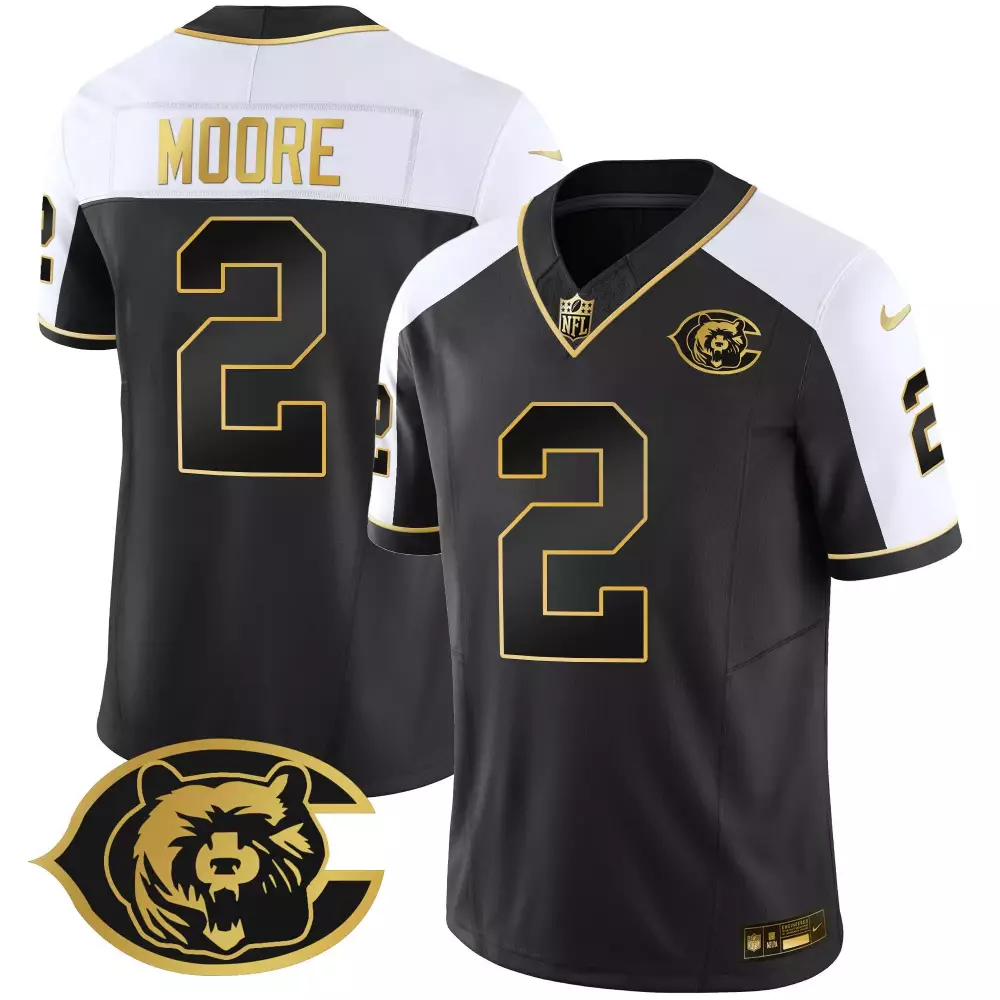Moore 2 Chicago Bears Jersey Black Monsters Of The Midway Men Split Design White