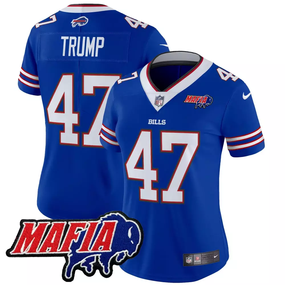 Donald Trump 47 Buffalo Bills Jersey Royal Blue Mafia Men Authentic White Red Vapor