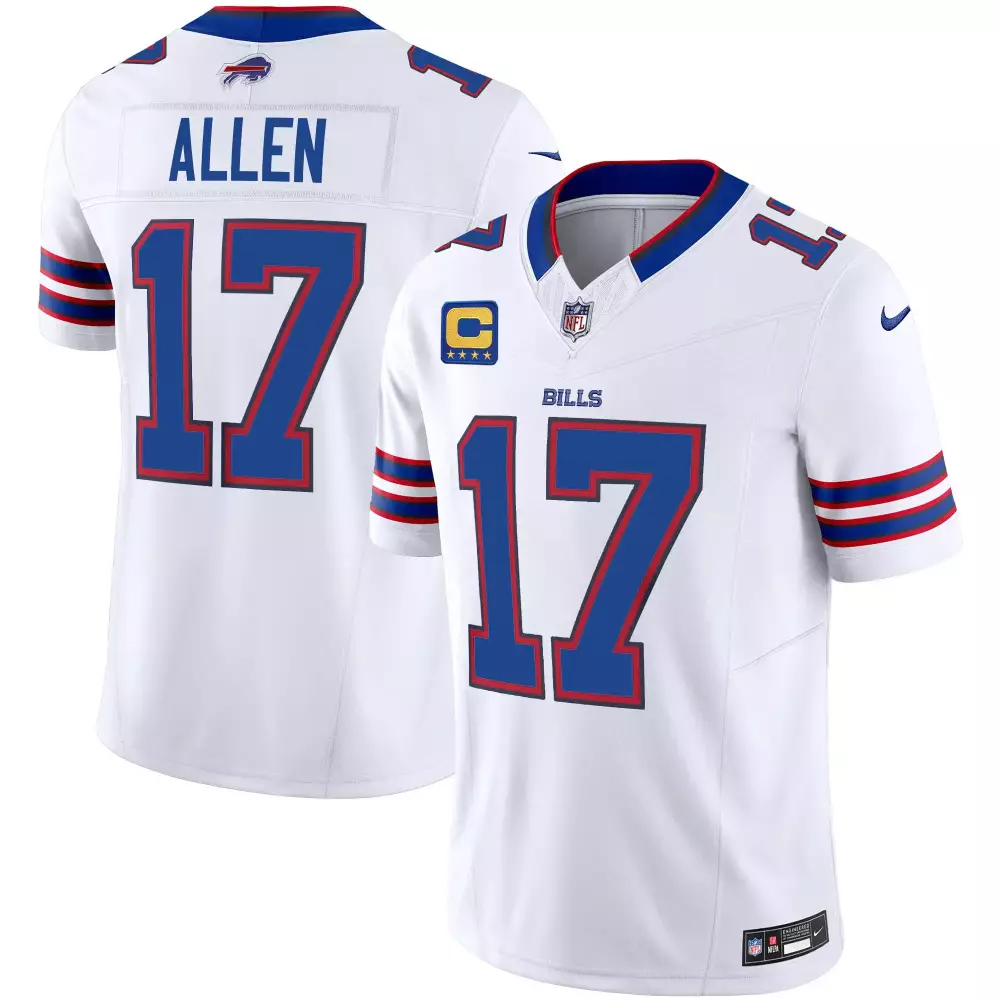 Josh Allen 17 Buffalo Bills Jersey White Men Blue Red Vapor Limited All Stitched
