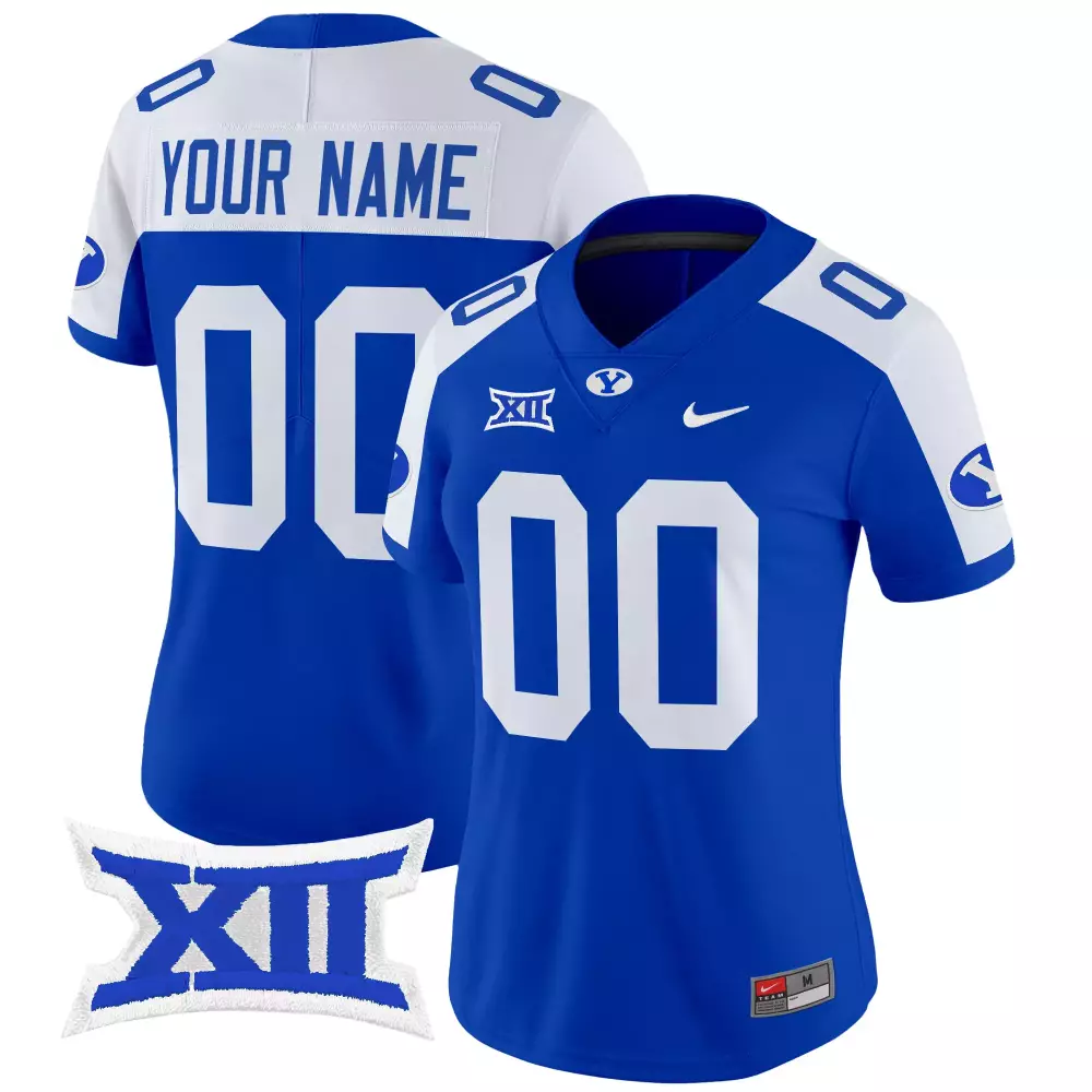 Custom Byu Cougars Jersey Royal Blue Big Women White Stitched