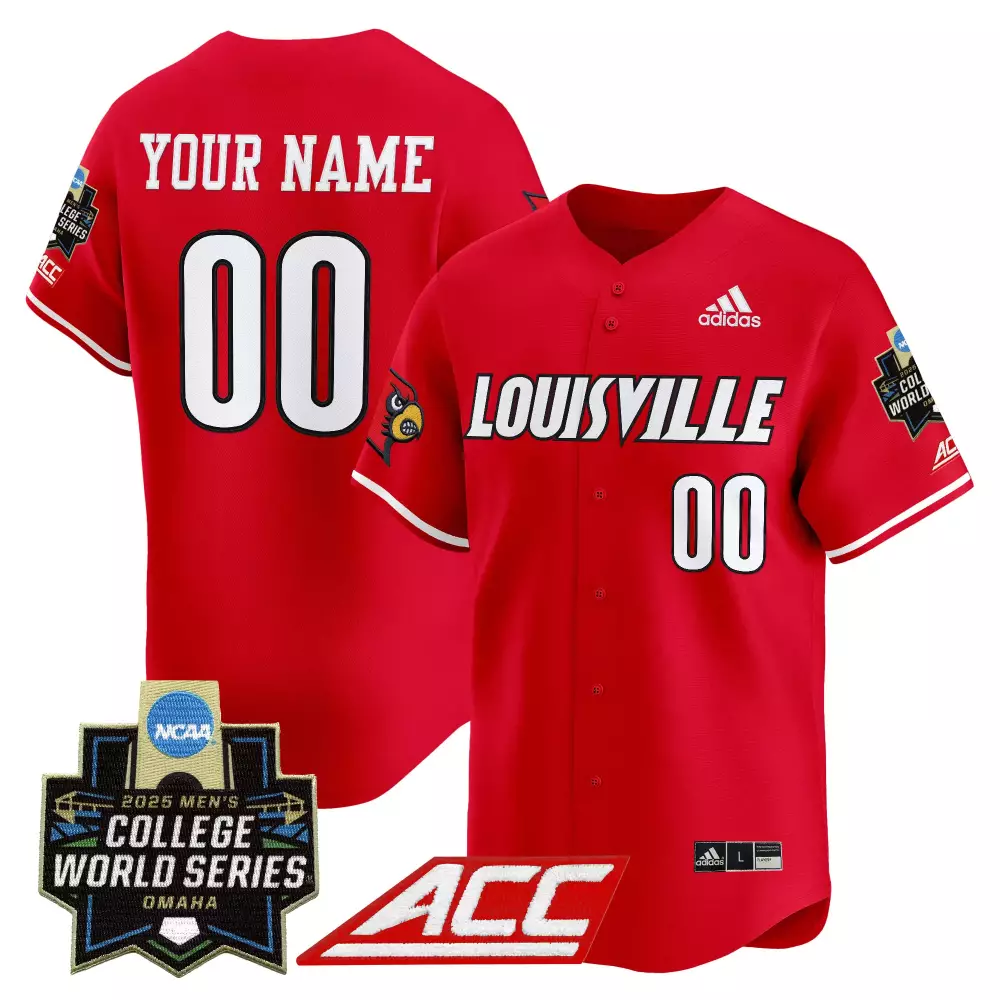 Custom Louisville Jersey Red College World Series Men White Vapor Embroidered Stitched