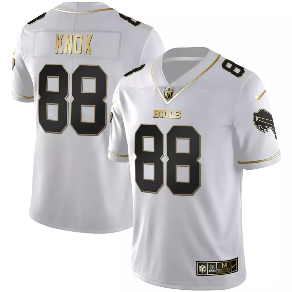 Dawson Knox 88 Bills Jersey White Size Men Alternate Black Gold All Stitched Vapor