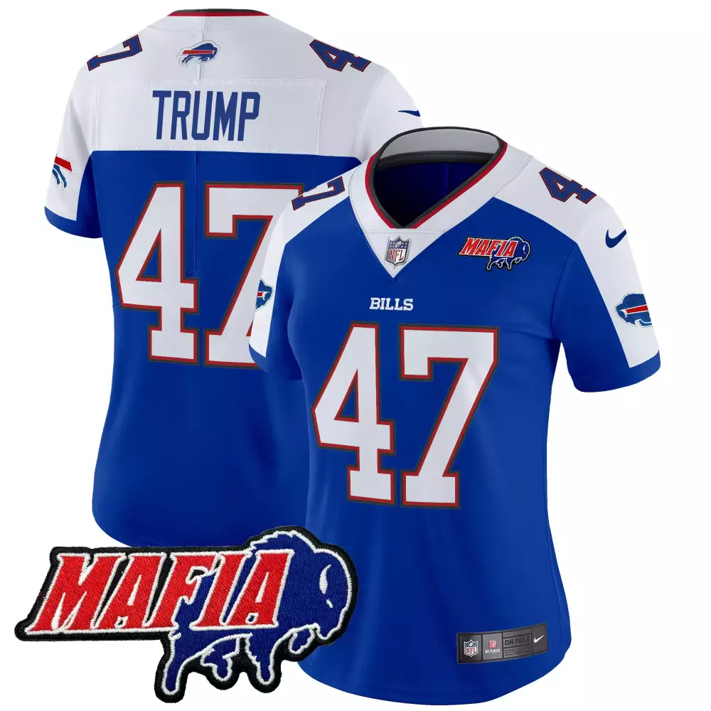 Donald Trump 47 Bills Jersey Royal Blue Mafia Men White Red Alternate Vapor Limited