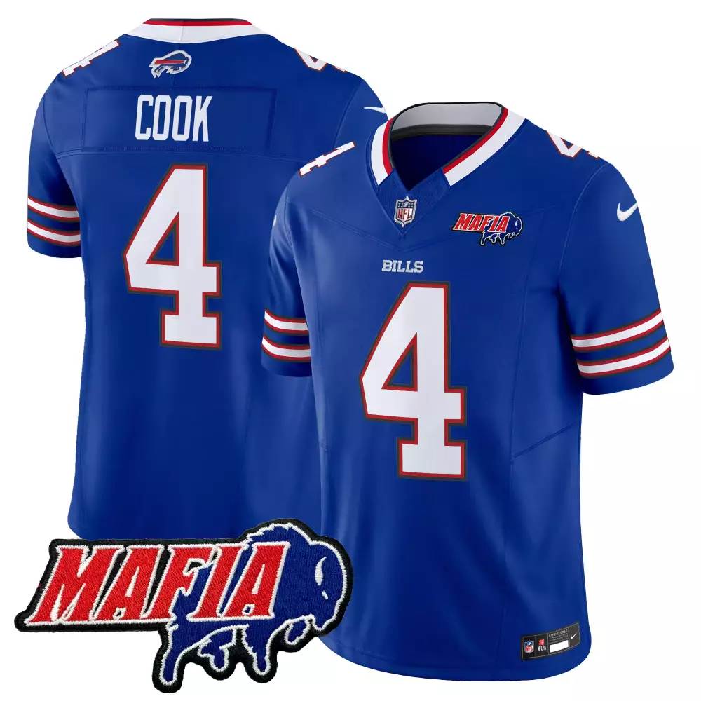 James Cook 4 Bills Jersey Blue Mafia Men White Red Vapor Limited All Stitched