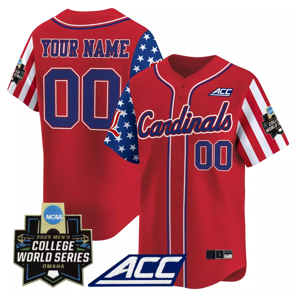 Custom Cardinals Jersey Red College World Series 2025 Men Split Design Blue White