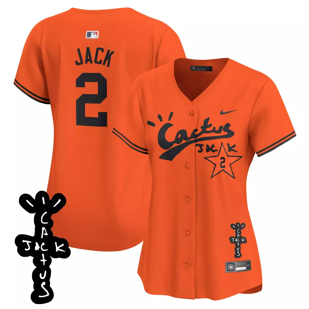 Jack 2 Houston Astros Jersey Orange Cactus Men Navy Blue Stitched