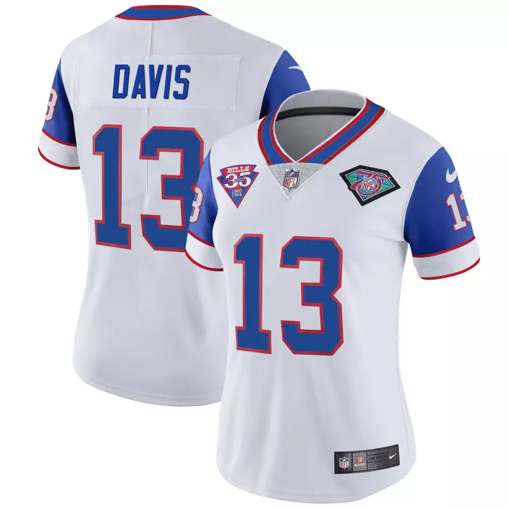 Gabriel Davis 13 Buffalo Bills Jersey White 35th Anniversary 1960-1994 Women Alternate