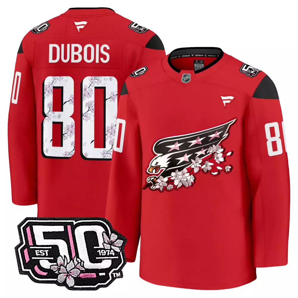 Pierre-luc Dubois 80 Jersey Red Cherry Blossom Detroit Wings 50th Anniversary 1974-2024 2023