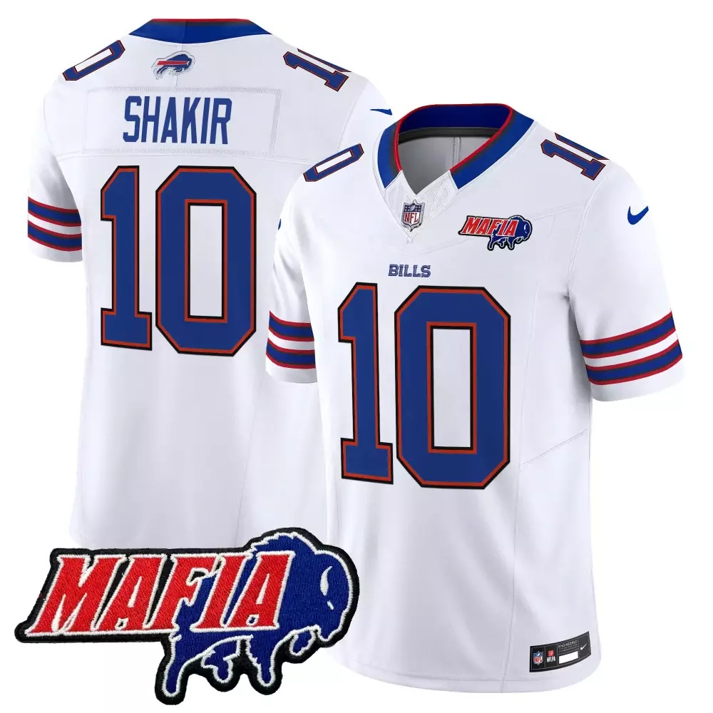 Khalil Shakir 10 Buffalo Bills Jersey White Mafia Men Blue Red Stitched Limited