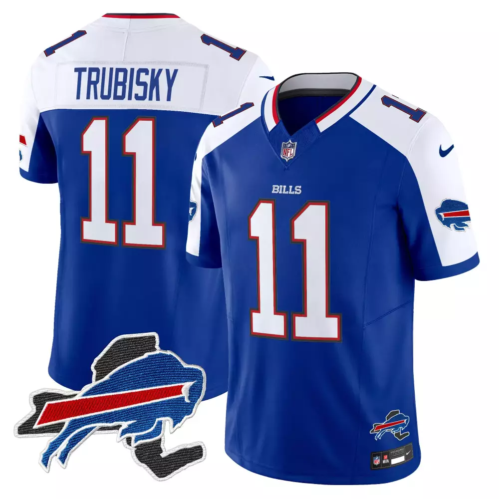 Mitchell Trubisky 11 Jersey Royal Blue Buffalo Bills Men On-field White Red Alternate