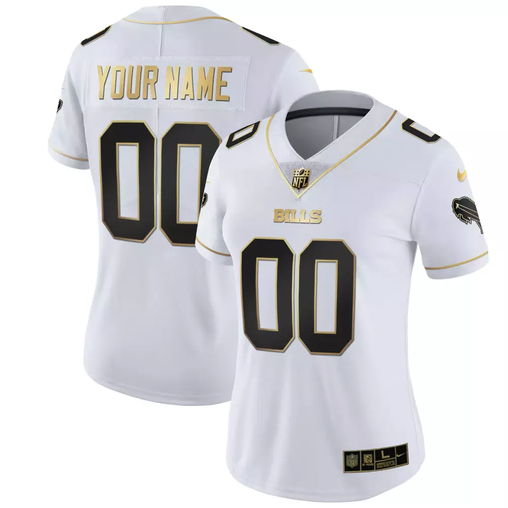 Custom Bills Jersey White Women Standard Black Gold All Stitched