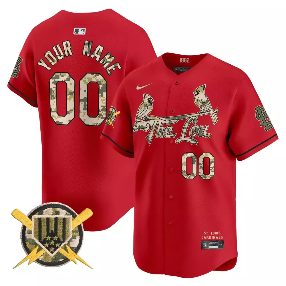 Custom St. Louis Cardinals Jersey Red Military Appreciation Men Design Green Tan