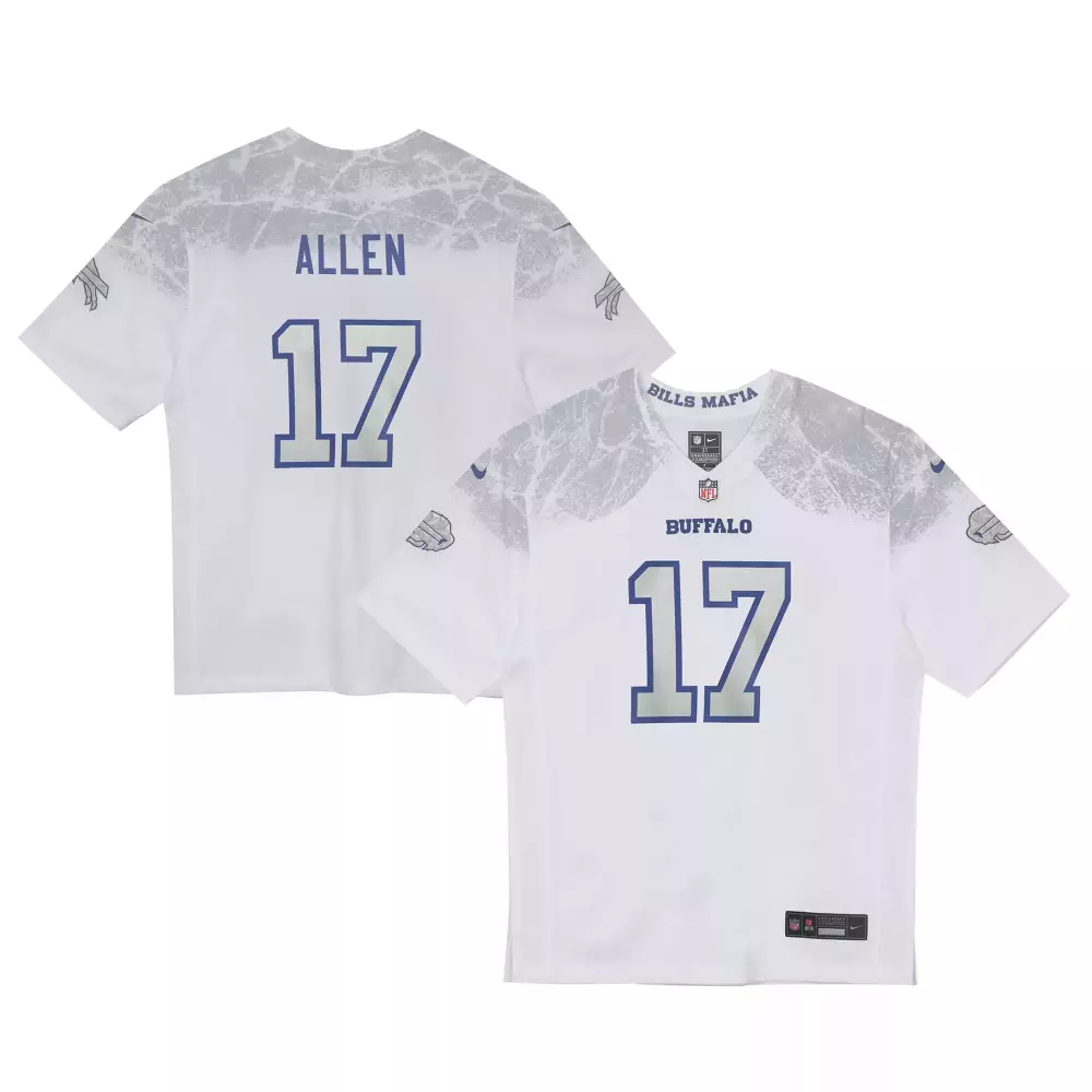 Josh Allen 17 Buffalo Bills Jersey White Men Standard Alternate Blue Silver Grey