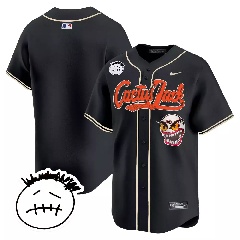 Travis Scott Cactus Jack Jersey Black Men Orange White Tan All Stitched Vapor