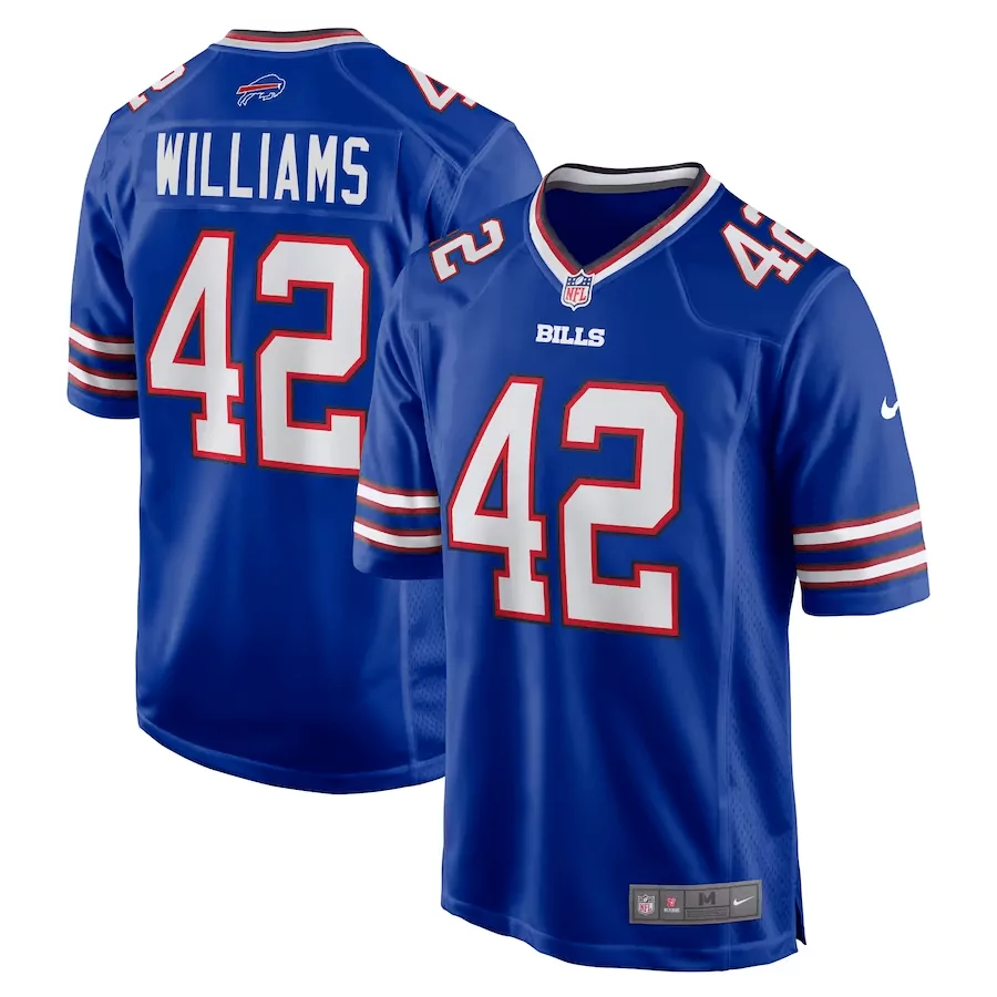 Dorian Williams 42 Bills Jersey Blue Men Short Sleeve White Red All Stitched