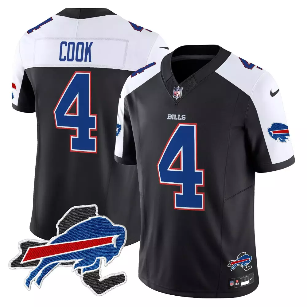 James Cook 4 Bills Jersey Black Men Player White Blue Red Alternate Vapor Limited