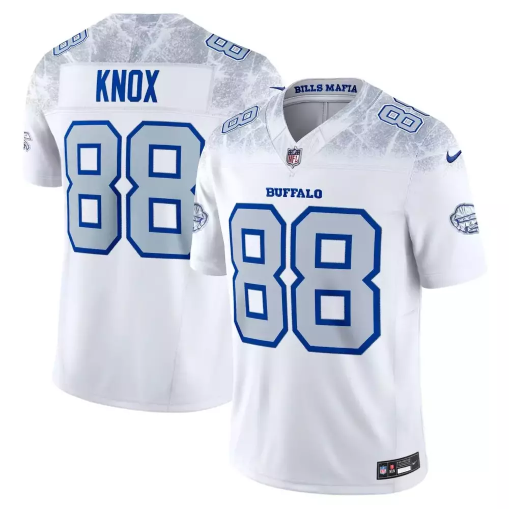 Dawson Knox 88 Buffalo Bills Jersey White Frozen Tundra 2023 Men NFL Alternate Custom Design