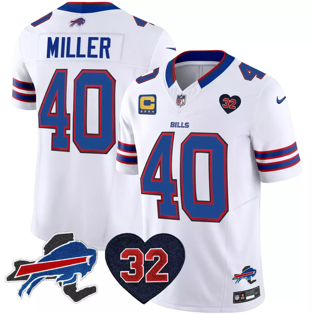 Von Miller 40 Buffalo Bills Jersey White Heart Number 32 Men Standard Blue Red All