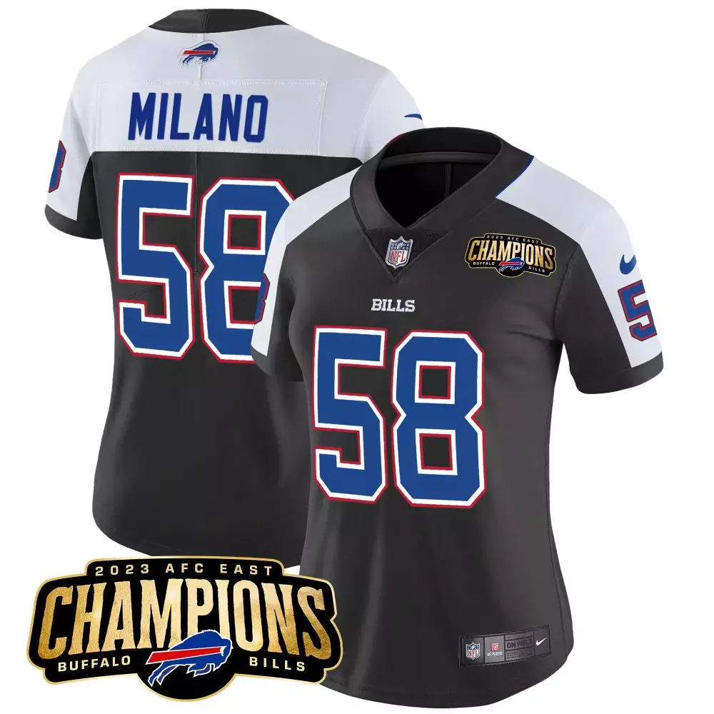 Matt Milano 58 Buffalo Bills Jersey Black 2023 AFC East Champions Men Alternate White