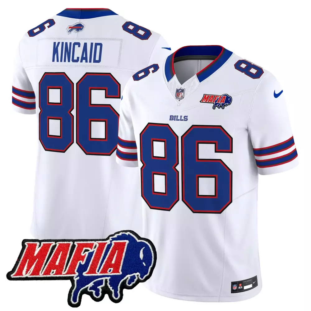 Dalton Kincaid 86 Bills Jersey White Mafia Men Royal Blue Red Vapor Limited All Stitched