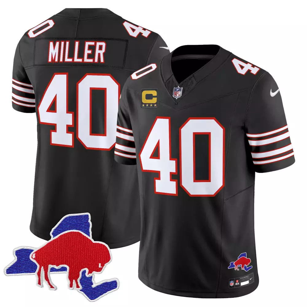 Von Miller 40 Buffalo Bills Jersey Black Bisons Men Nike Elite Alternate Red White