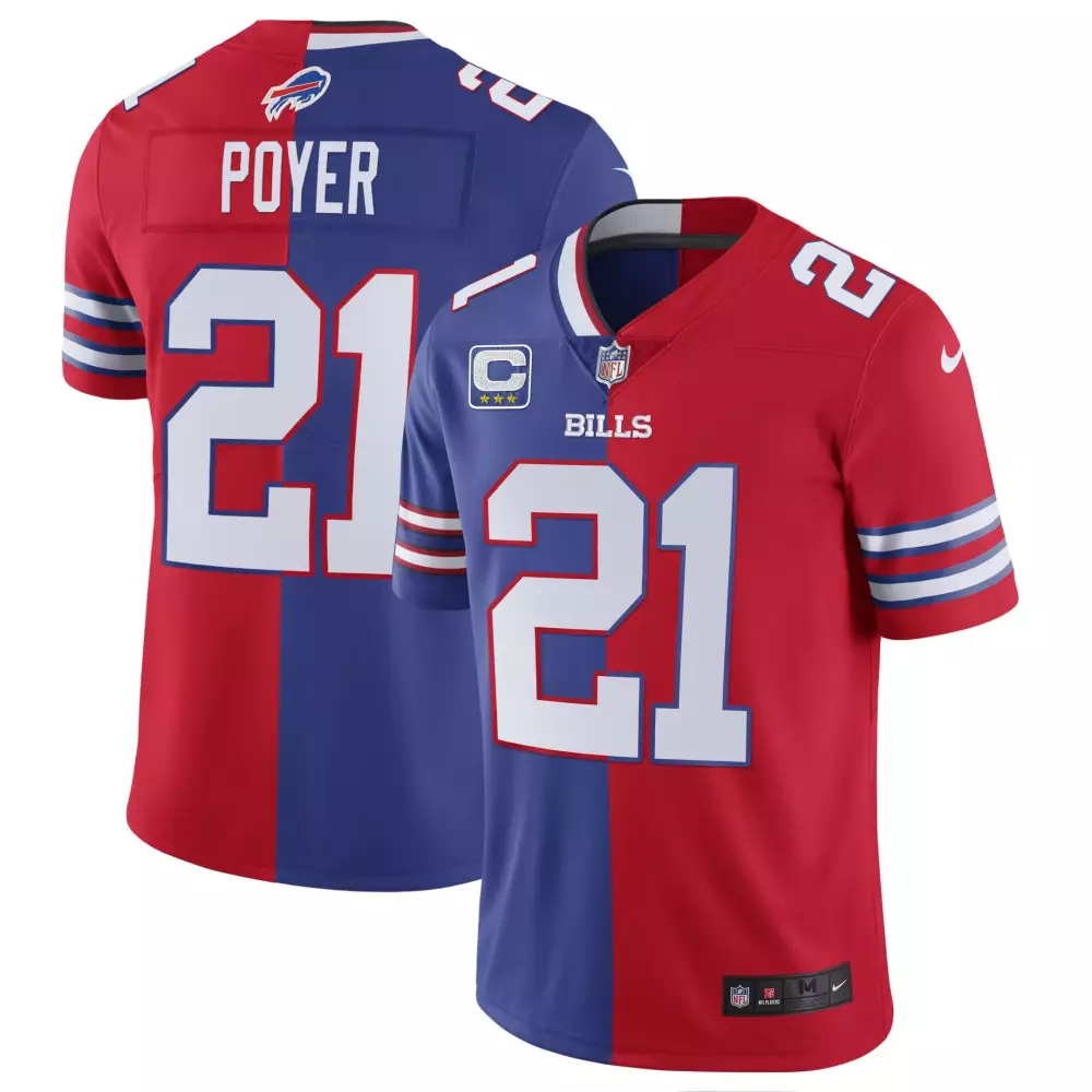 Poyer 21 Buffalo Bills Jersey Blue Men Split Red All Stitched